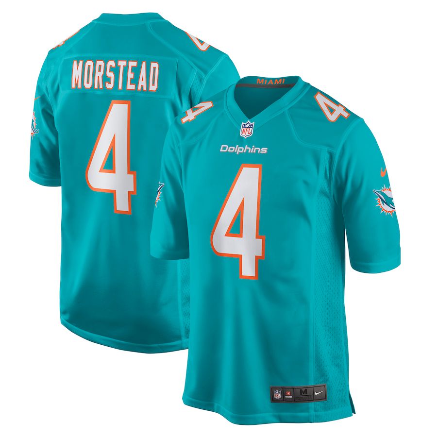 Men Miami Dolphins #4 Thomas Morstead Nike Aqua Game NFL Jersey
